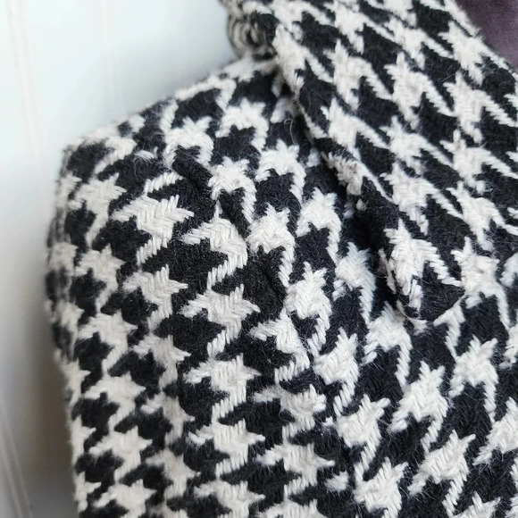 AliceBlue Houndstooth Black Ivory Woven Double-Breasted Blazer Jacket Unlined XL - Picture 5 of 15